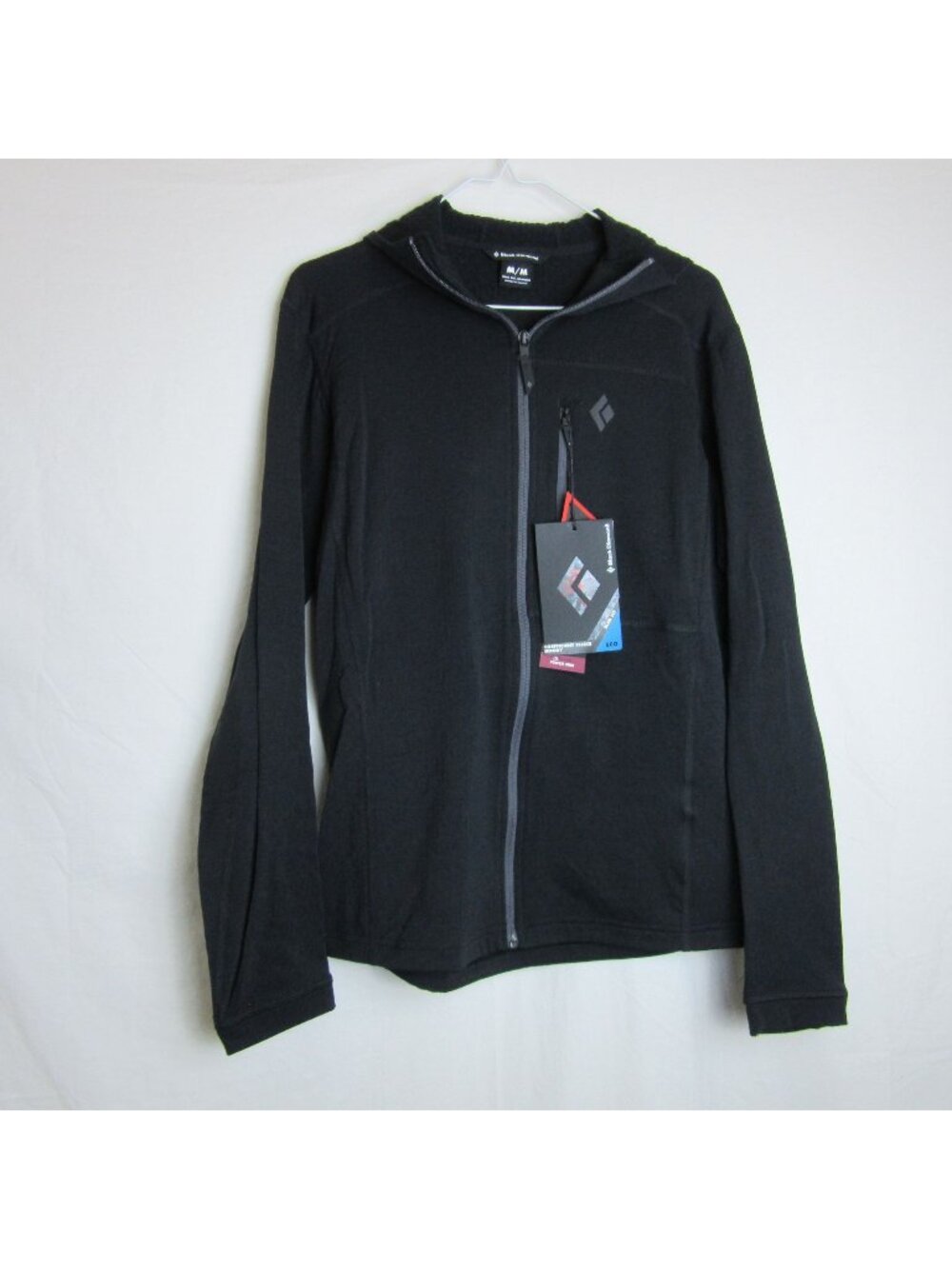 Black Diamond Coefficient Fleece Hoody Slim Fit Polartec Power Grid Black M NEW